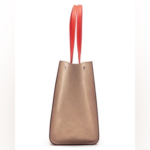 BANANA REPUBLIC pebbled italian leather orange tote bag convertible shape - Picture 4 of 15